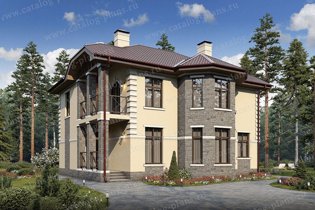 Проект жилой дом #57-14K материал - кирпич, стиль европейский