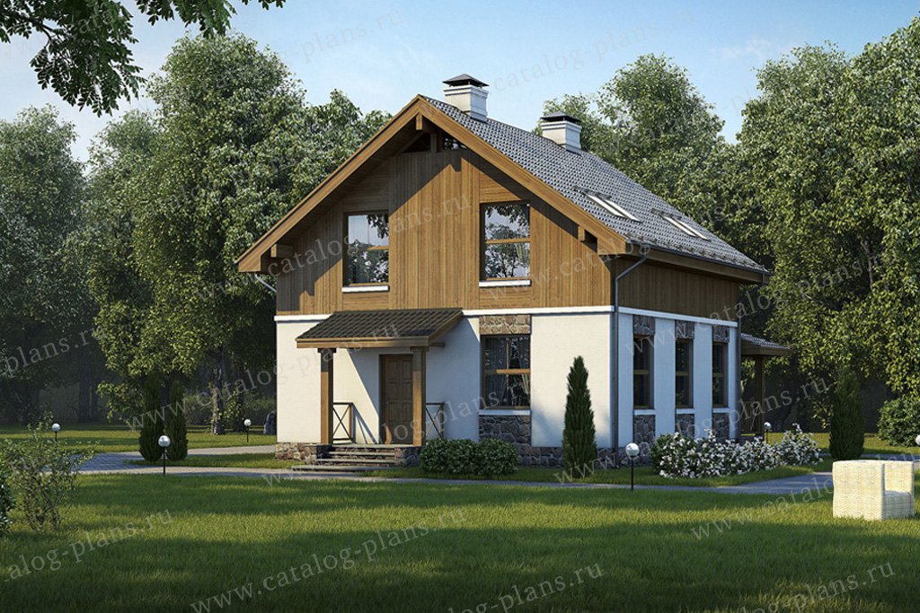 Проект жилой дом #57-17K материал - кирпич, стиль скандинавский