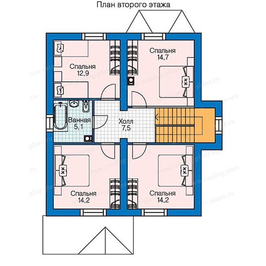 План 2-этажа проекта 60-75B