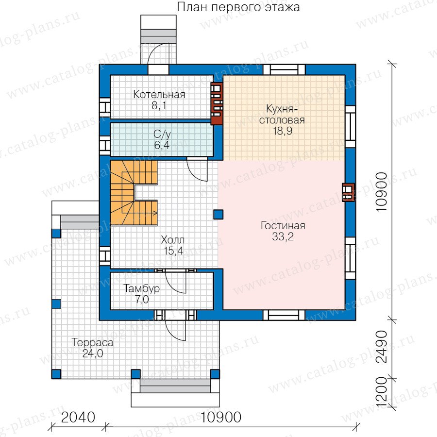 План 1-этажа проекта 58-75