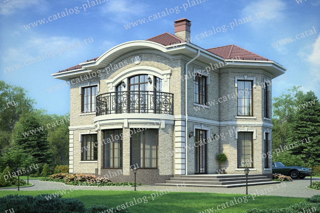 Проект жилой дом #40-75L материал - кирпич, стиль классический